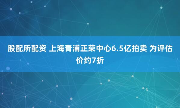 股配所配资 上海青浦正荣中心6.5亿拍卖 为评估价约7折