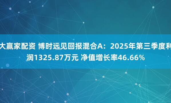 大赢家配资 博时远见回报混合A：2025年第三季度利润1325.87万元 净值增长率46.66%